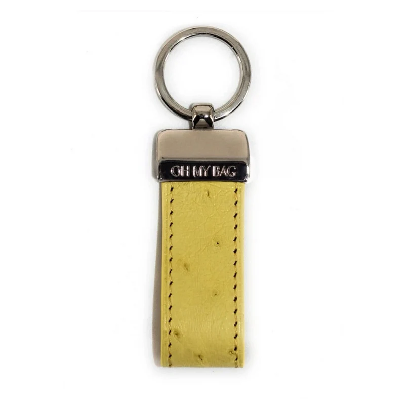 Porte-clés en cuir d'autruche édition Haute-couture Jaune pastel