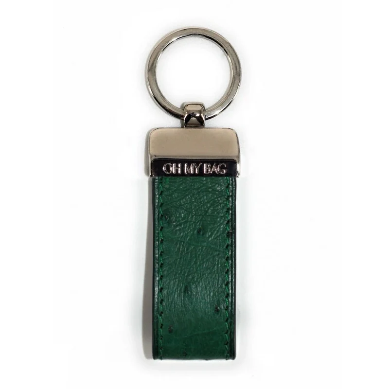 Porte-clés en cuir d'autruche édition Vert forêt