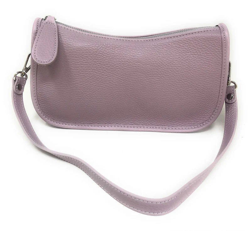 Sac french stick en cuir grainé BERLINGOT Mauve