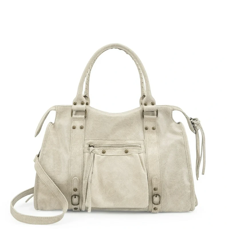 Sac à main en cuir brossé SANDSTORM Beige crème
