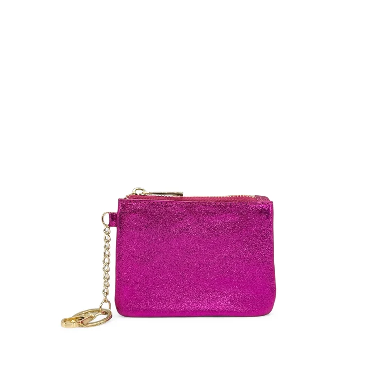 Porte-monnaie porte-clés en cuir irisé POCKET GLOW Rose Fuchsia