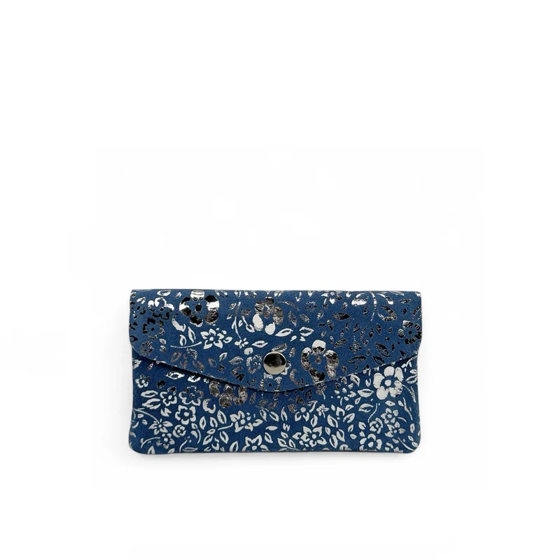 Pochette porte-monnaie en daim COMPO BLOOM Bleu denim