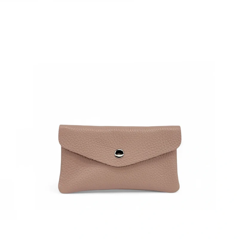 Pochette porte-monnaie en cuir grainé COMPO Rose nude