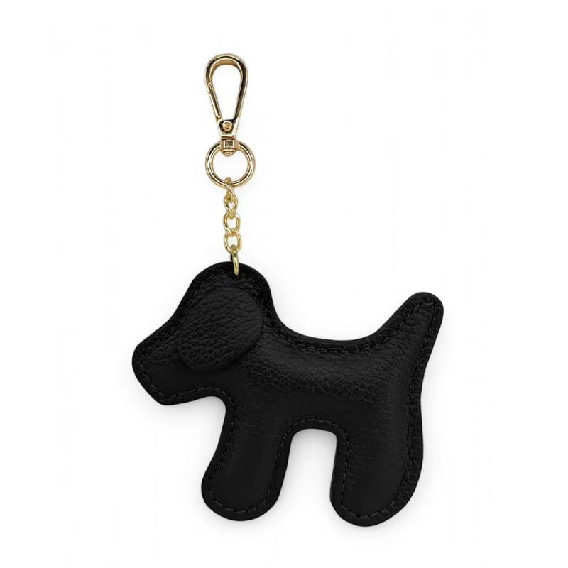Porte-clés en cuir grainé WOUF Noir
