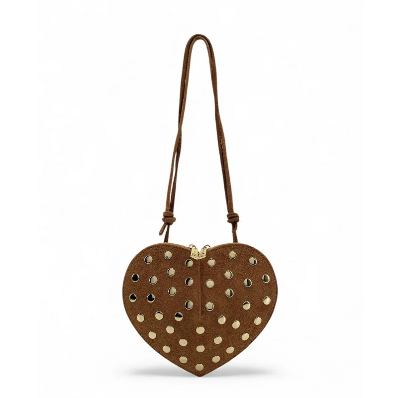 Mini sac bijou en daim C'LOVE Camel foncé