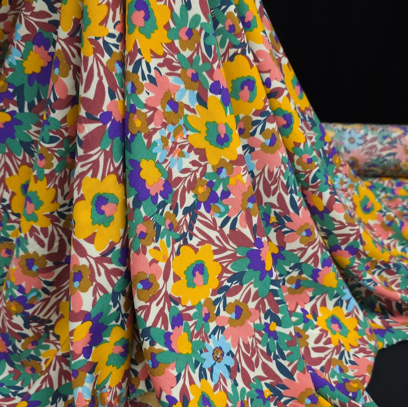 Tissu popeline 100 % Rayonne | Imprimé floral