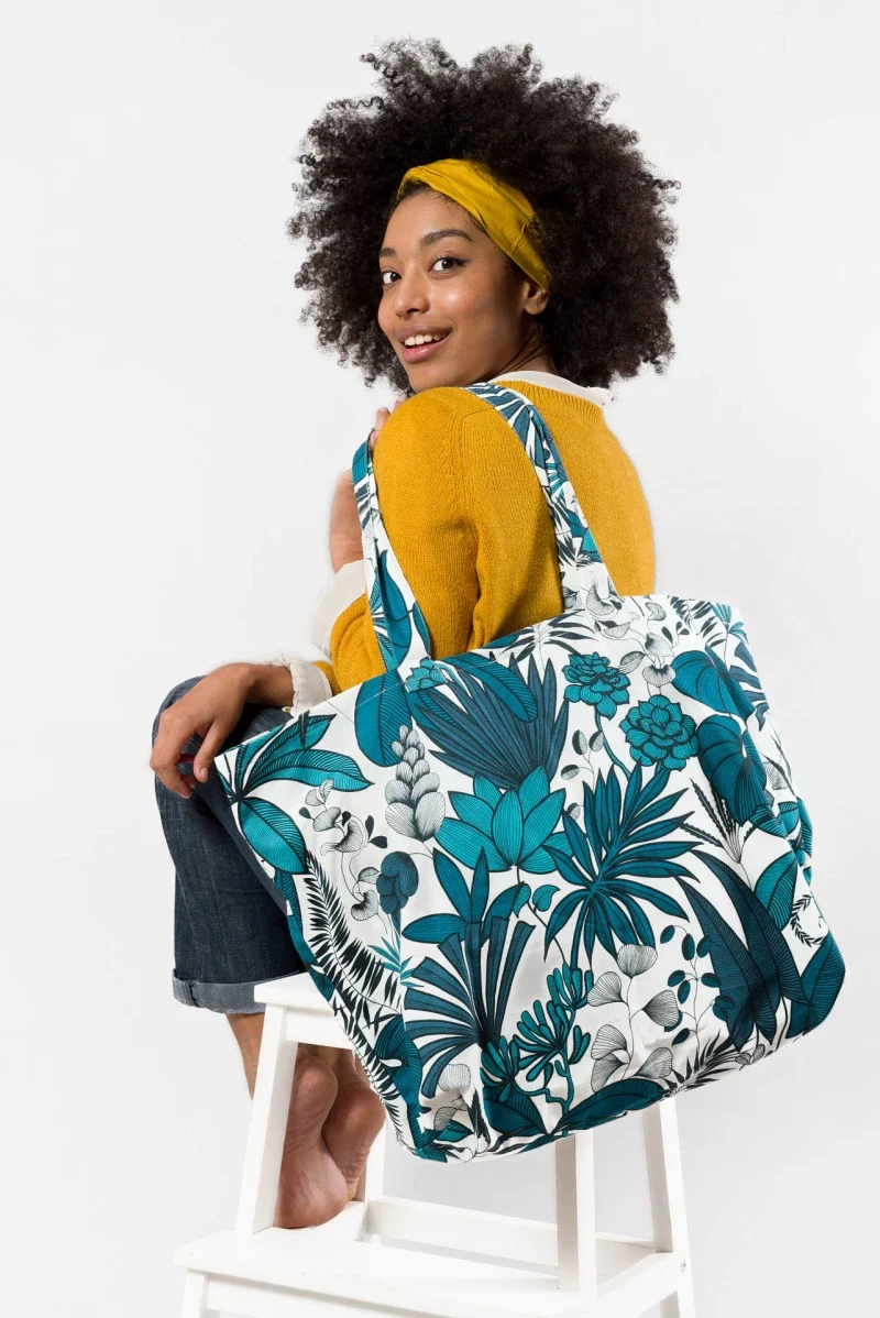 Sac réversible bleu en coton biologique