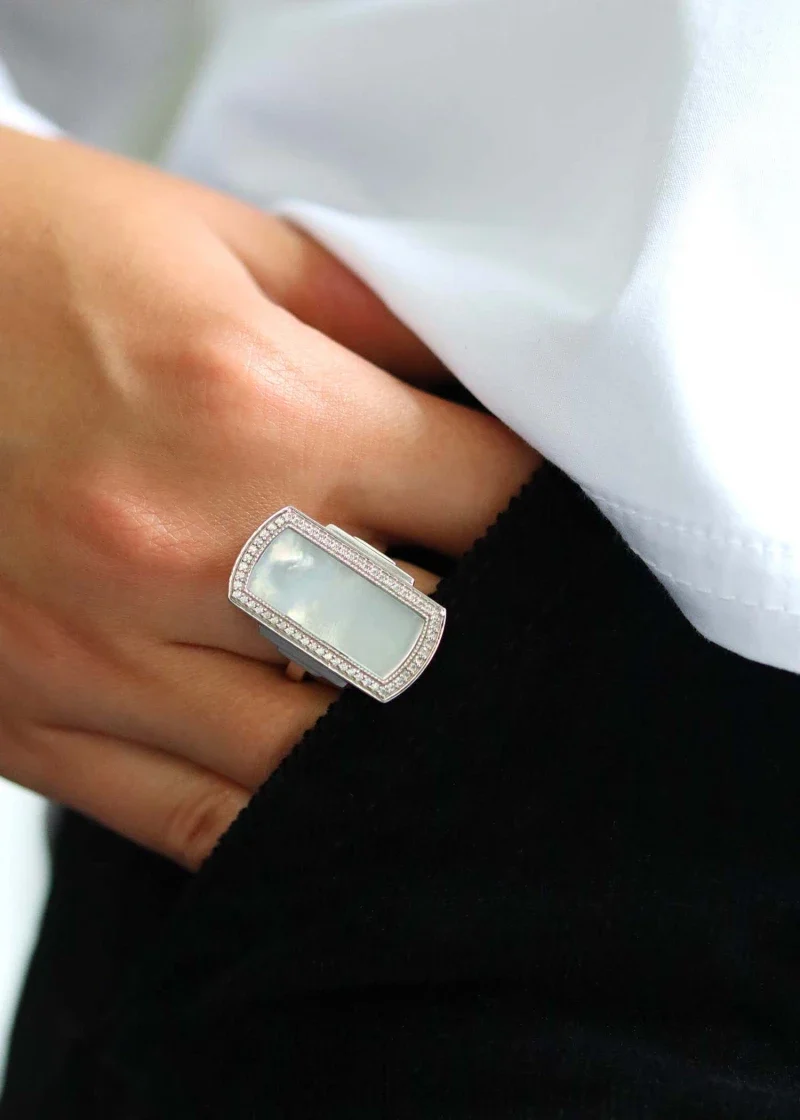 Bague art déco en argent nacre "Florentine"