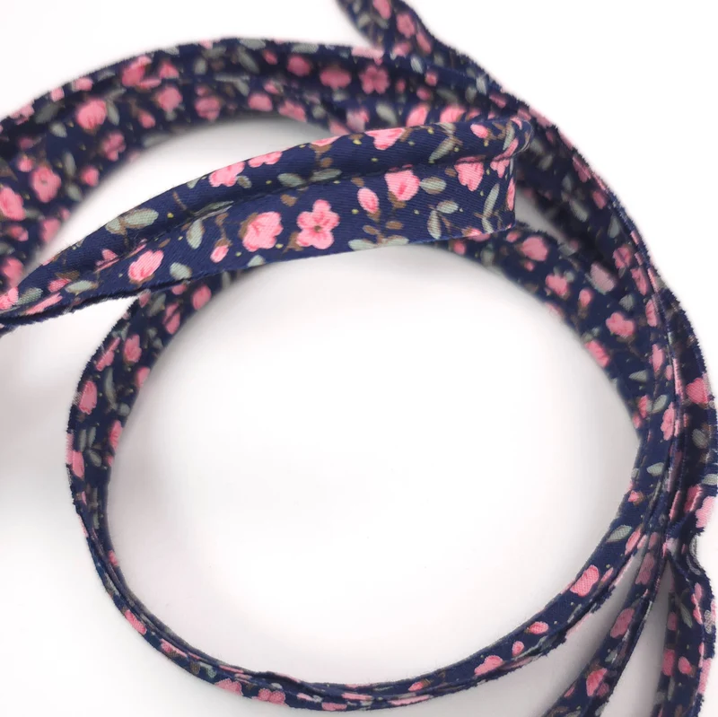 Cordon Passepoil en Coton | Floral Bleu Marine | 5 mm