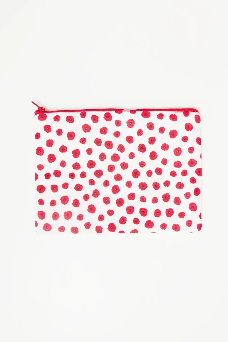 Pochette à zip à motif floral rouge - Papaveri
