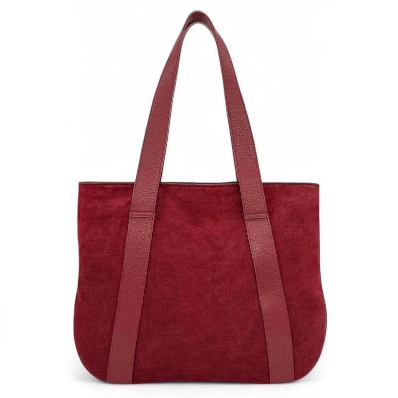 Sac cabas en croûte de cuir SOLENE Rouge bordeaux