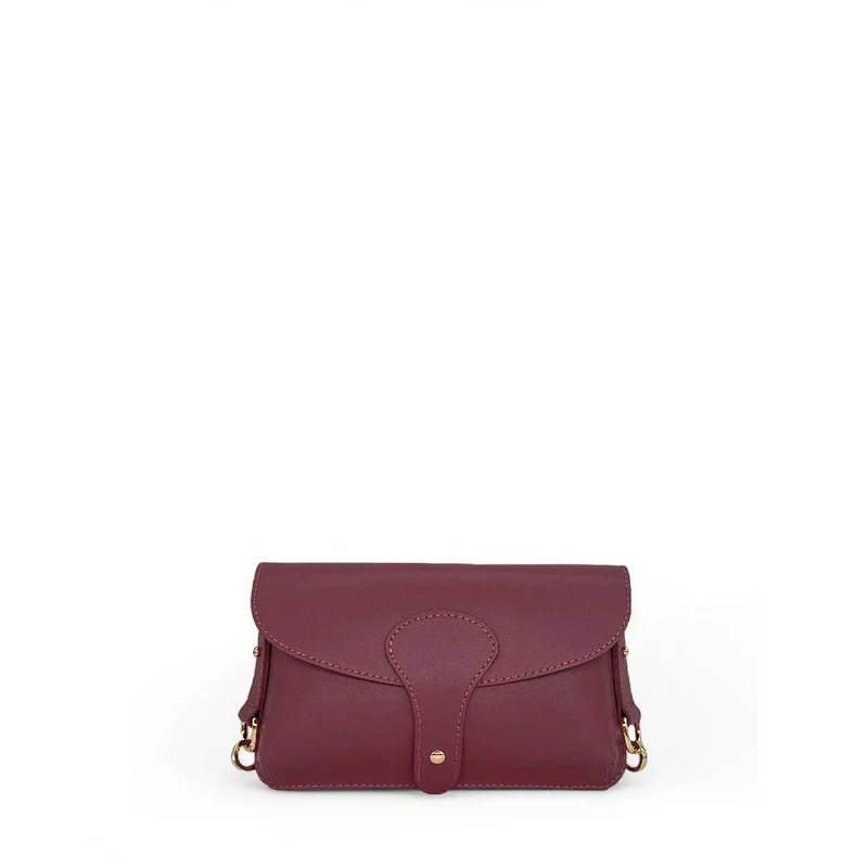 Mini-sac french stick en cuir lisse TOSCA Bordeaux