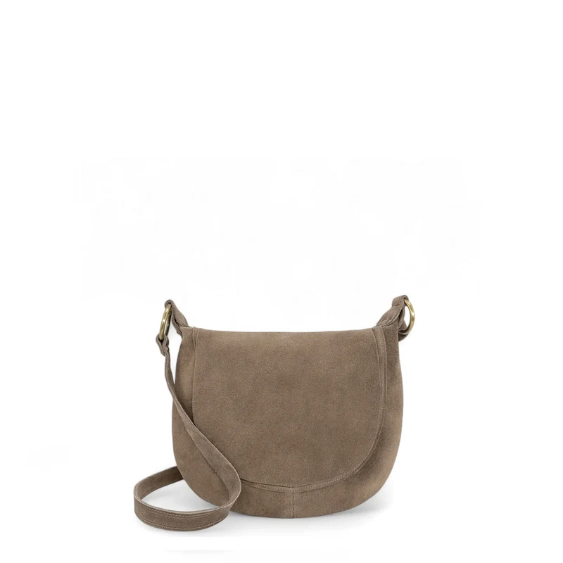 Sac bandoulière en daim LITTLE CITIZEN SUEDE Taupe foncé
