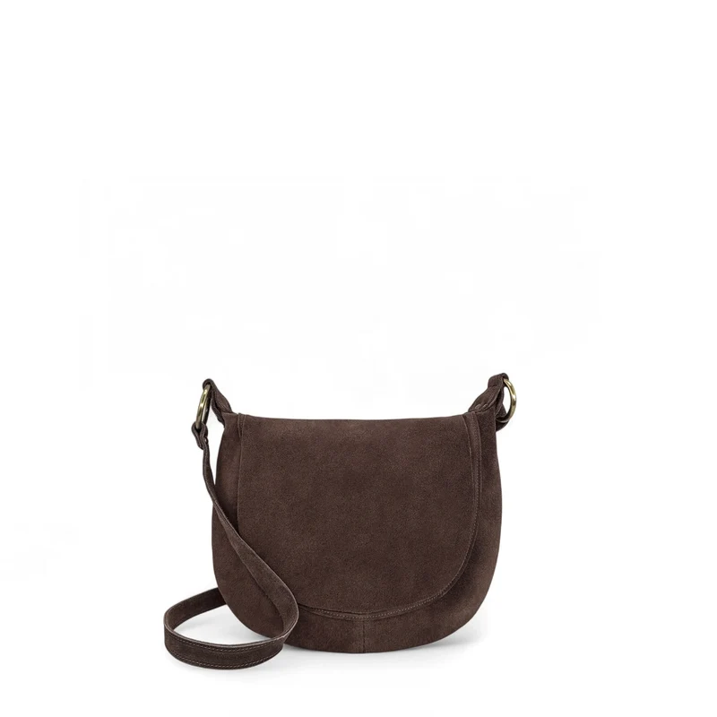 Sac bandoulière en daim LITTLE CITIZEN SUEDE Marron chocolat