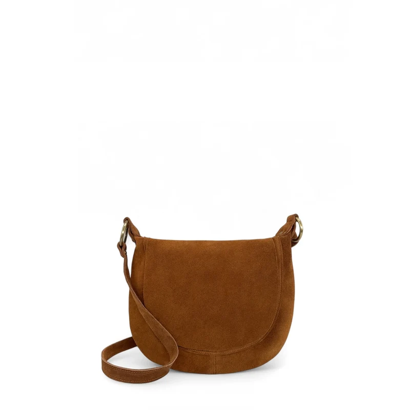Sac bandoulière en daim LITTLE CITIZEN SUEDE Marron camel foncé