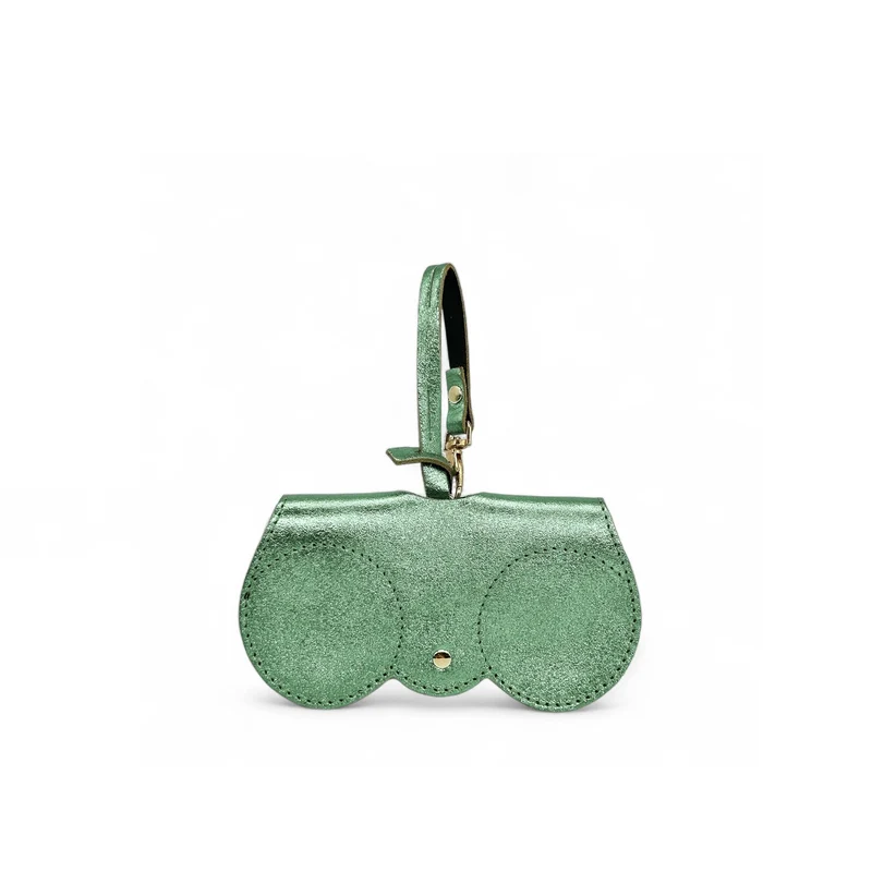 Etui à lunettes en cuir irisé PEANUT GLOW Menthe givrée