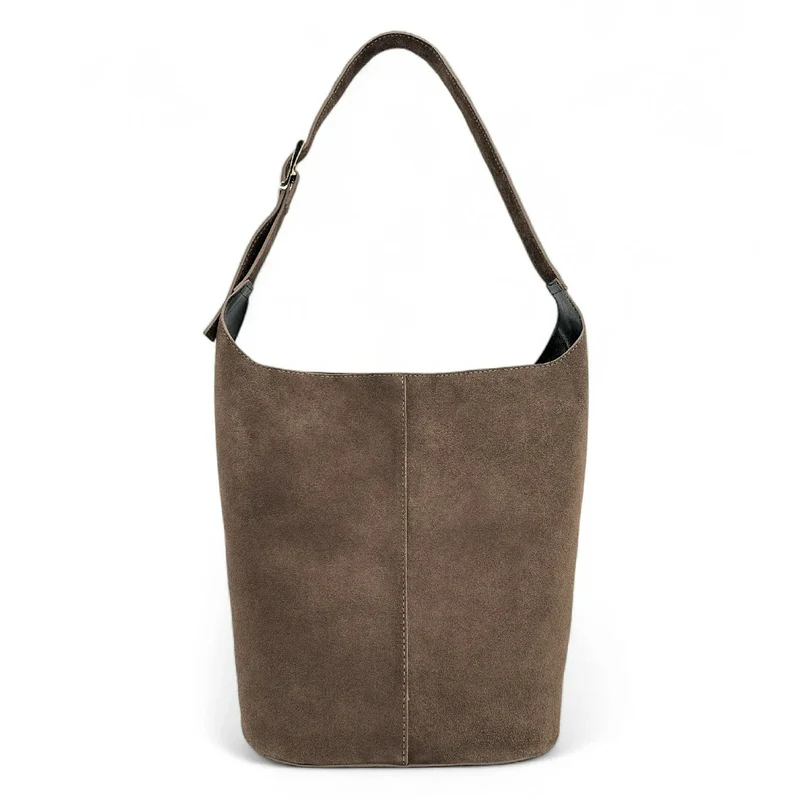 Sac seau en daim CLARENCE Taupe foncé