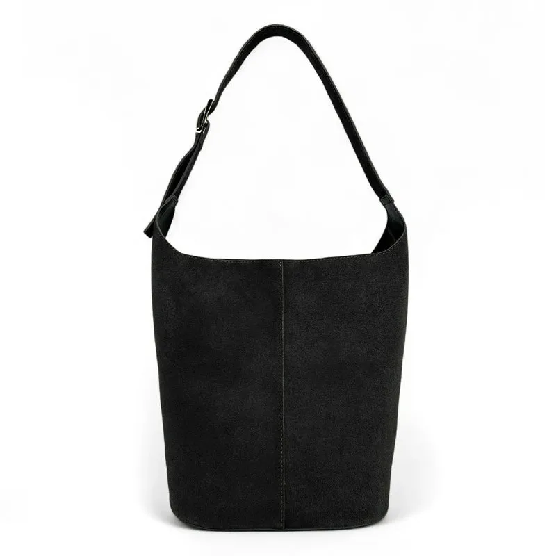 Sac seau en daim CLARENCE Noir