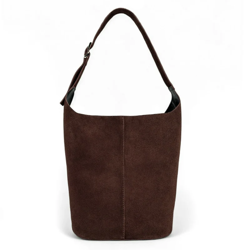 Sac seau en daim CLARENCE Chocolat