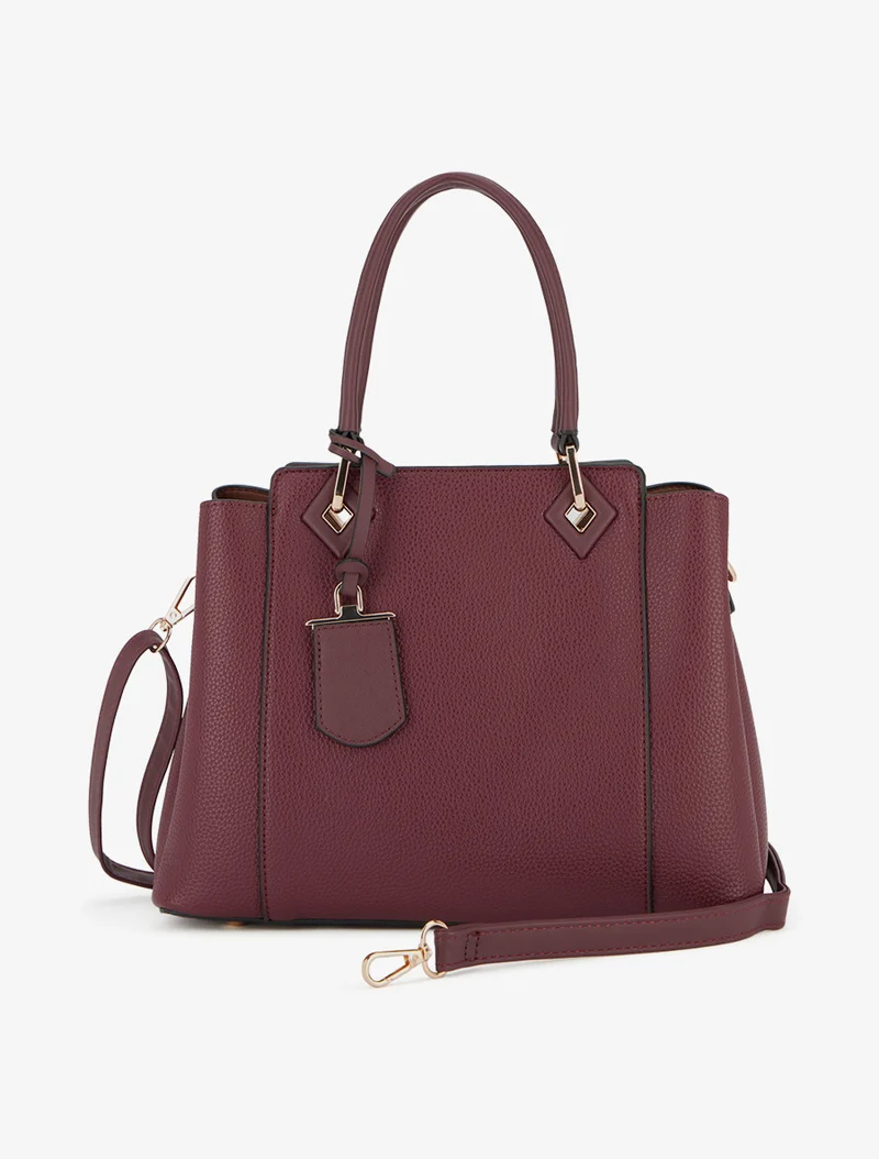 Sac à main Zola simili grainé - Lie de vin