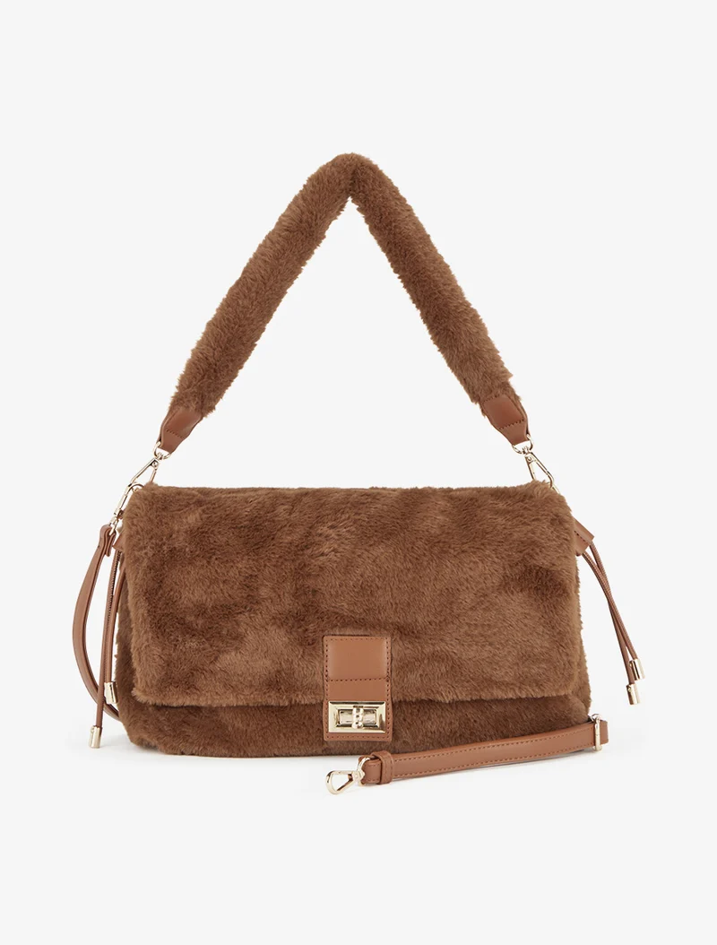 Sac à main Carol fausse fourrure - Camel