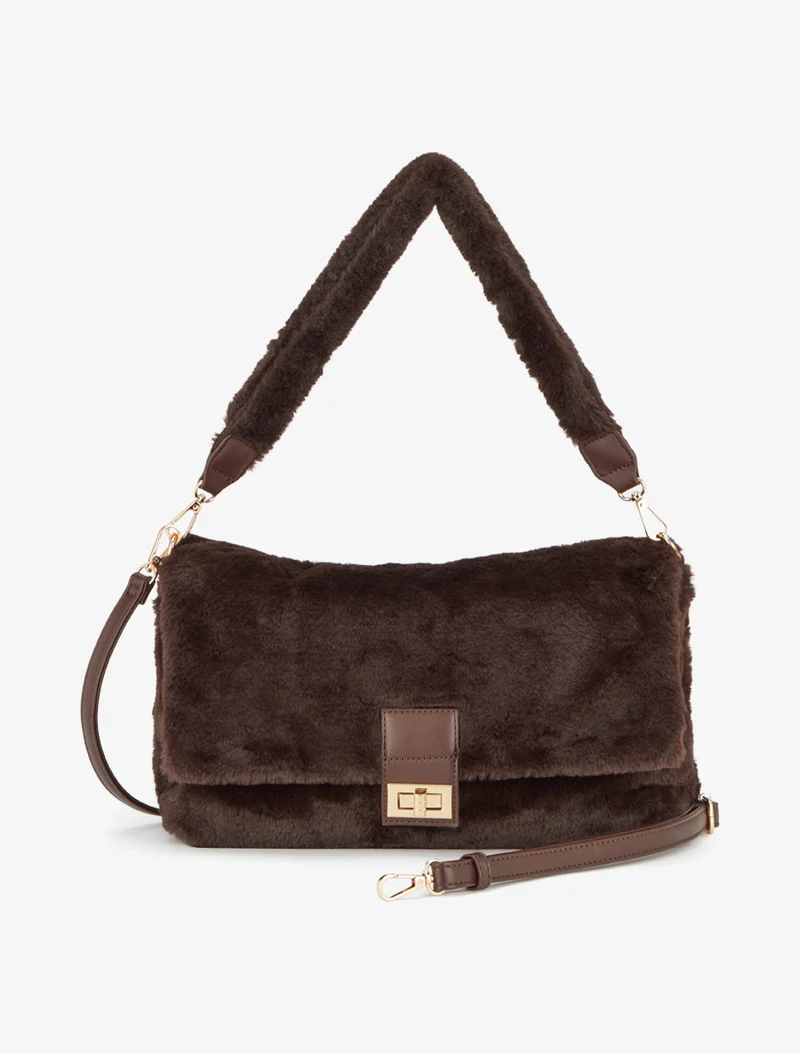 Sac à main Carol fausse fourrure - Marron