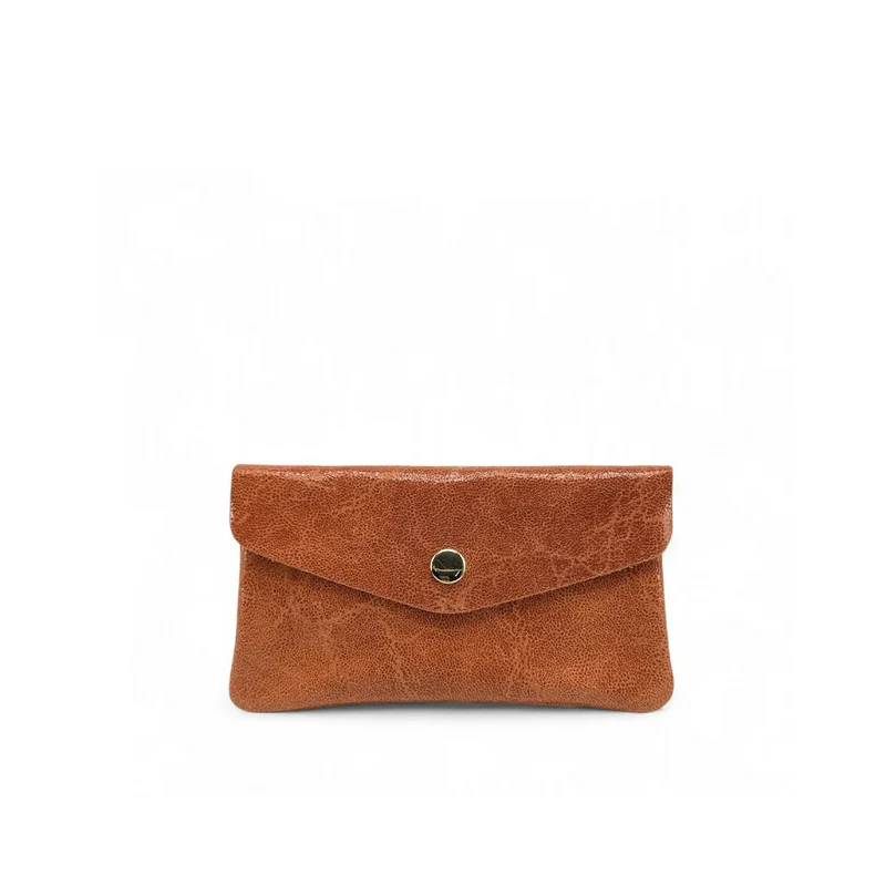 Pochette porte-monnaie en cuir brossé COMPO BROSSEE Mandarine