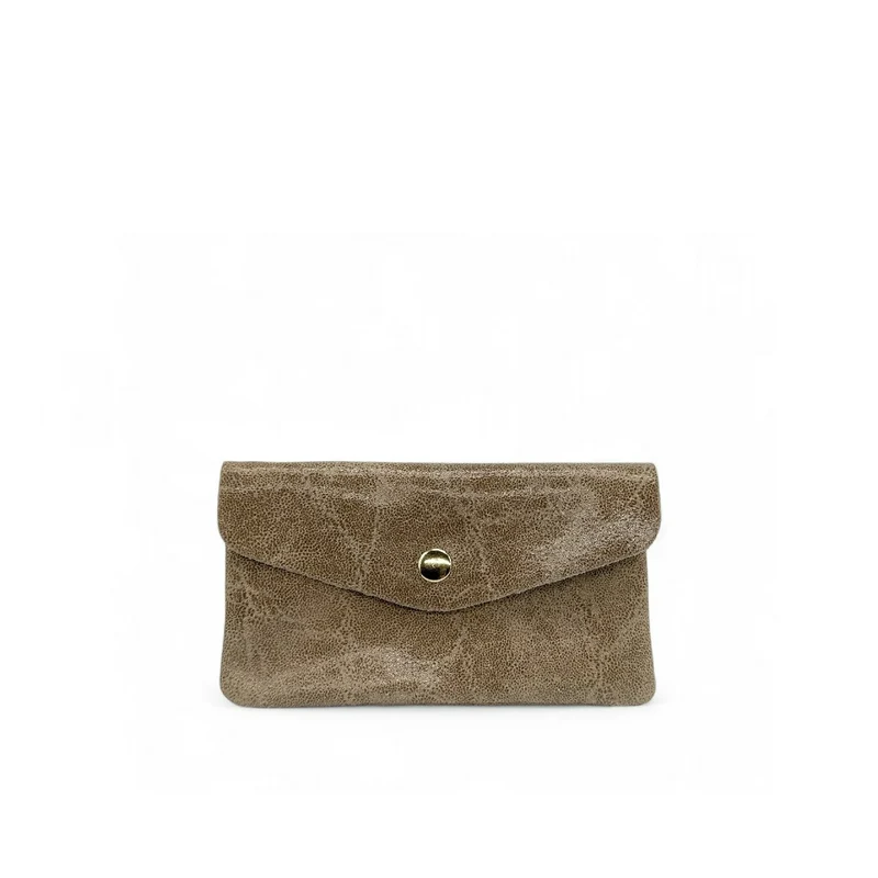 Pochette porte-monnaie en cuir brossé COMPO BROSSEE Taupe foncé