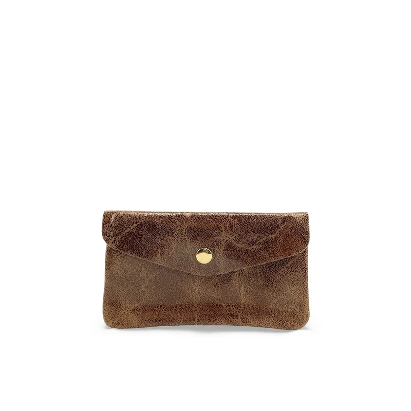 Pochette porte-monnaie en cuir brossé COMPO BROSSEE Cannelle