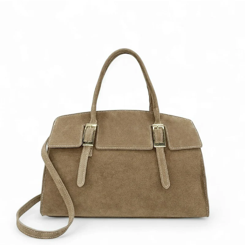 Sac mallette en daim WHAT'S UP Taupe