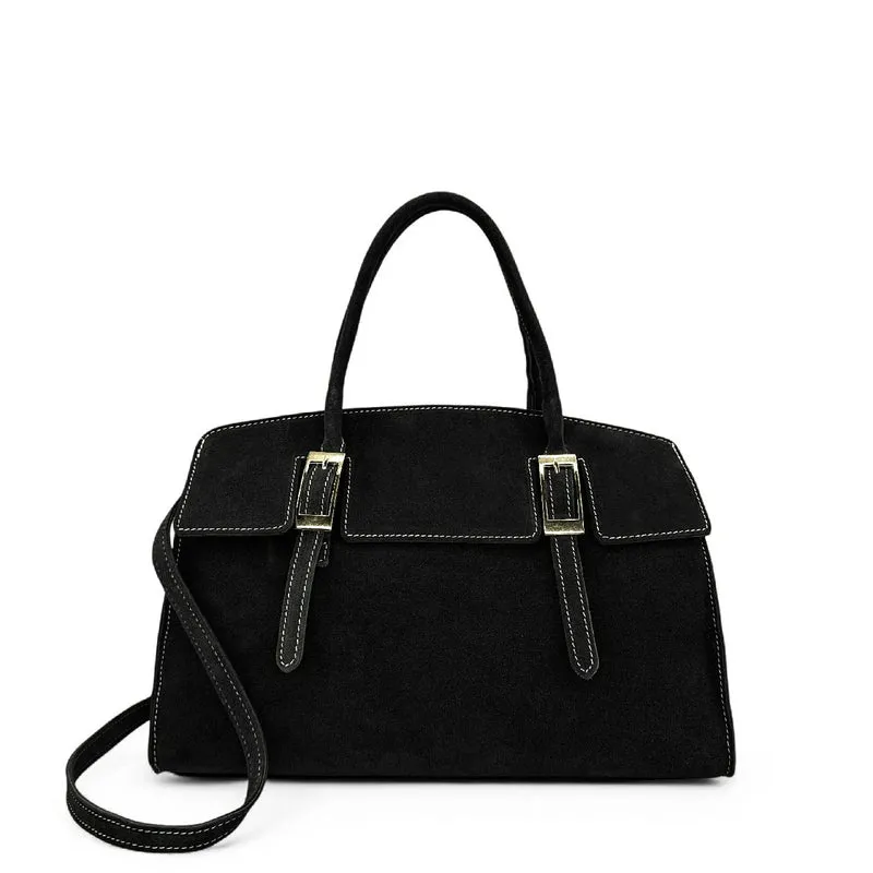 Sac mallette en daim WHAT'S UP Noir