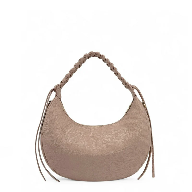 Sac demi-lune en cuir grainé NYX Rose nude