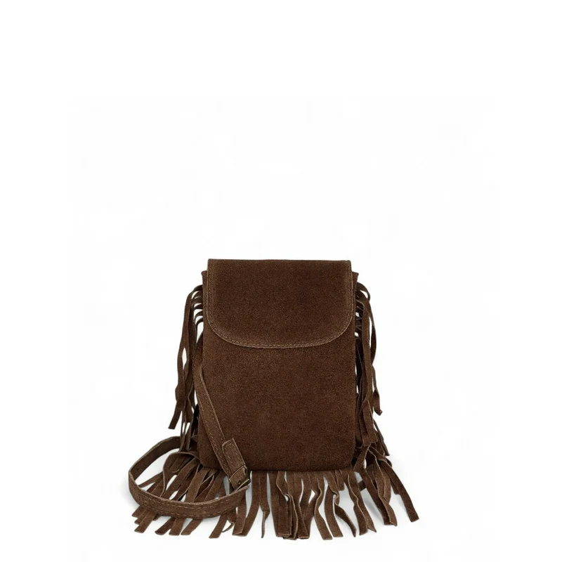 Sac besace en croûte de cuir ODINA Marron Cannelle