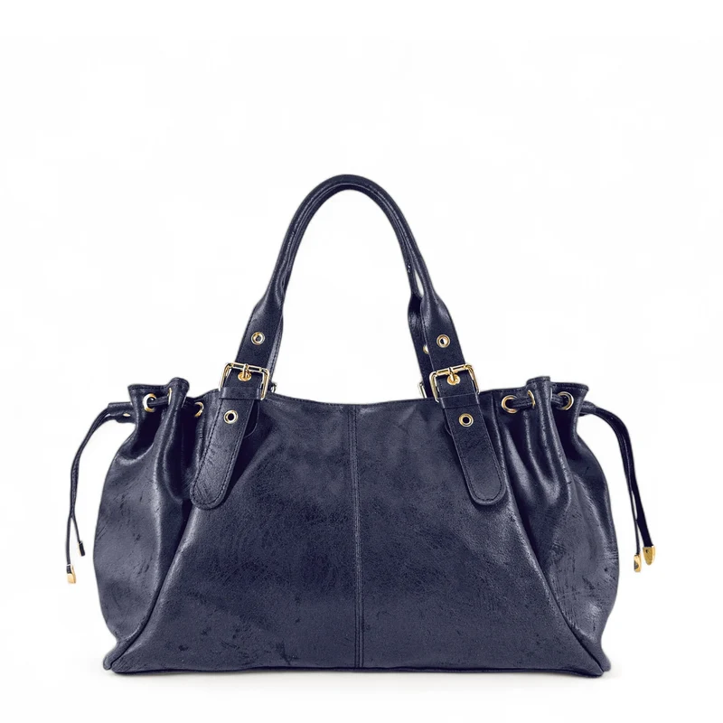 Sac bowling en cuir brossé PRINCESSE BROSSEE XL Bleu marine