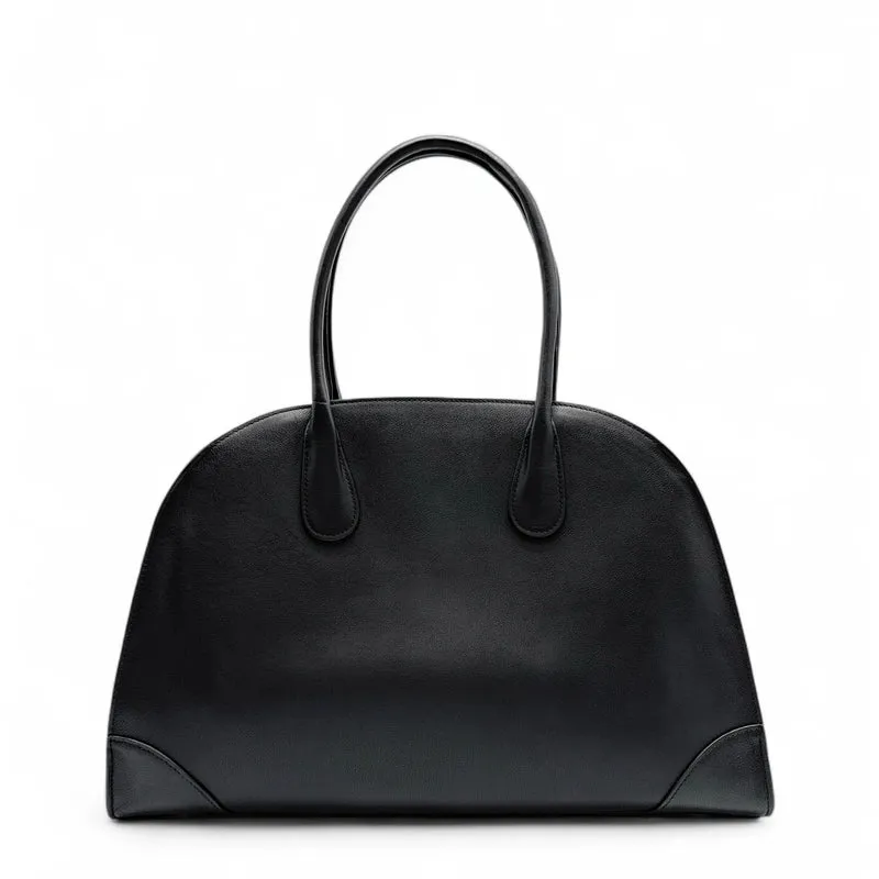 Sac cabas en cuir lisse CONSTANCE Noir