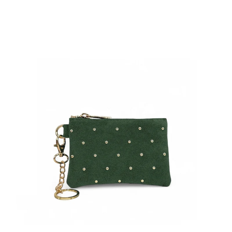 Porte-monnaie en daim TINY DOTS Vert forêt