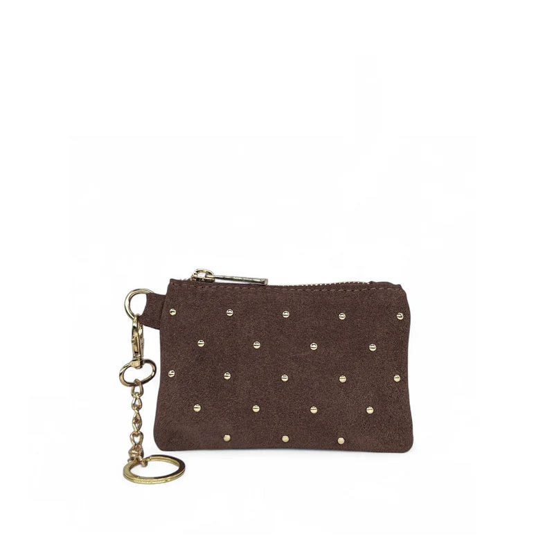 Porte-monnaie en daim TINY DOTS Marron Chocolat
