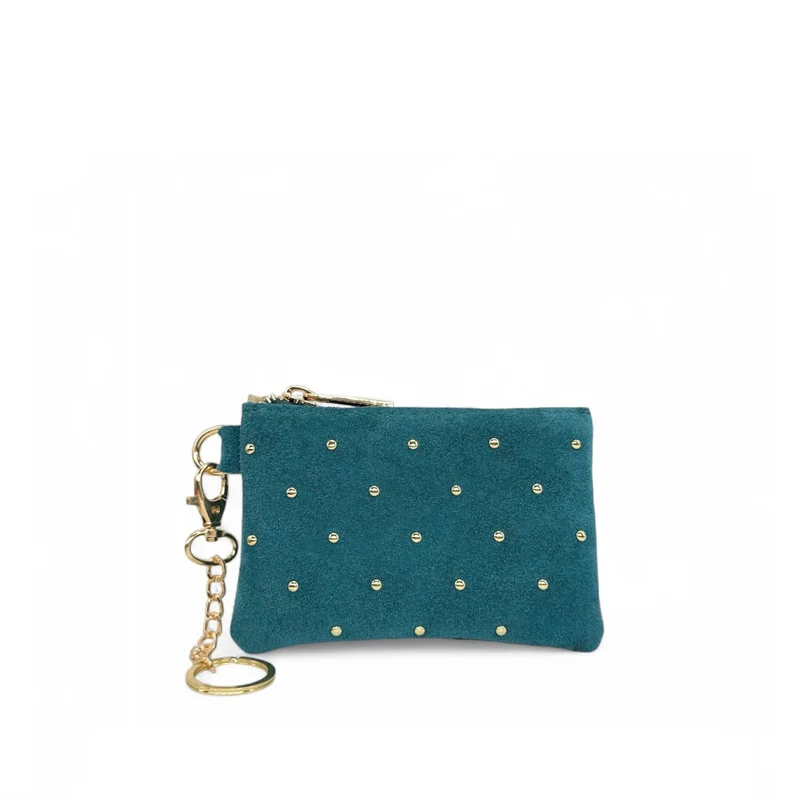 Porte-monnaie en daim TINY DOTS Bleu vert canard