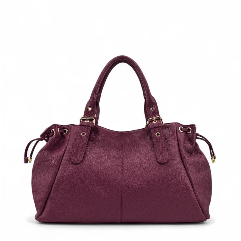 Sac bowling en cuir grainé PRINCESSE XL Prune