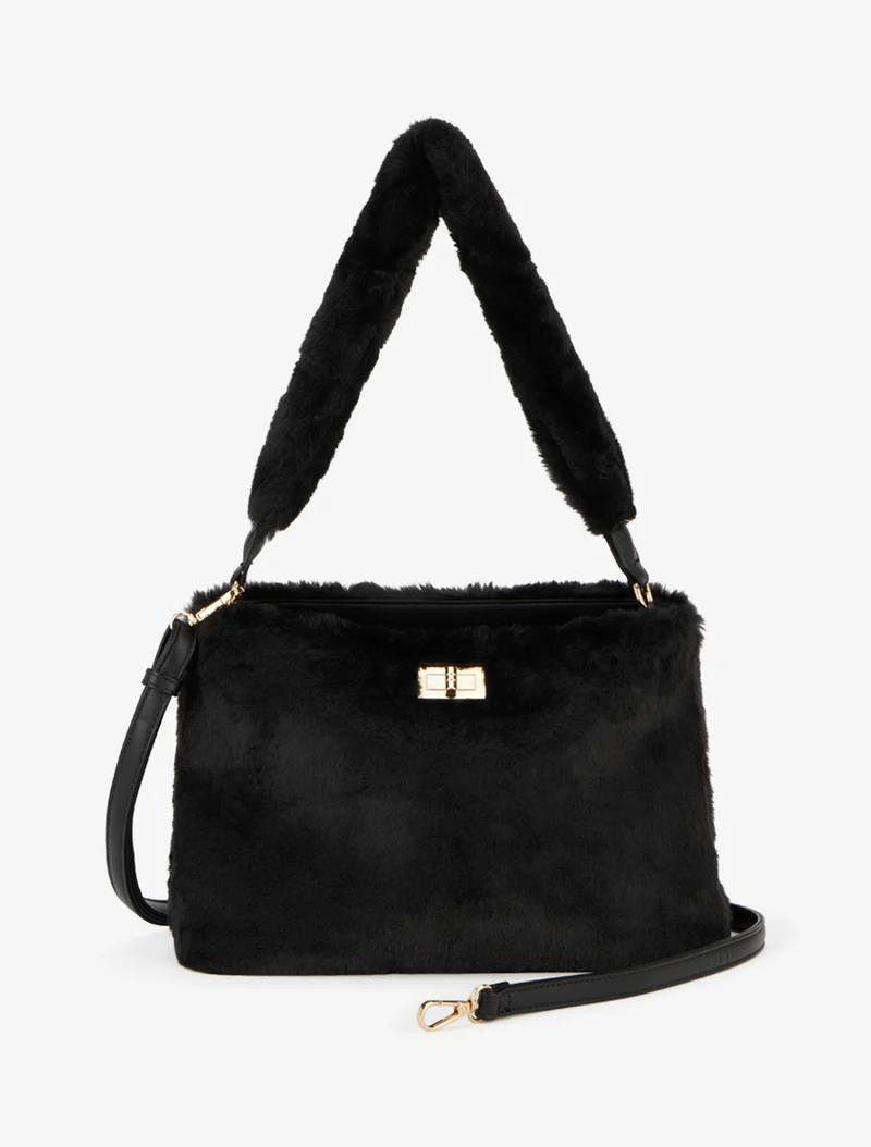 Sac à main Janice fausse fourrure - Noir