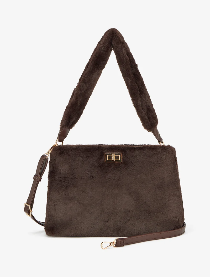 Sac à main fausse fourrure - Marron