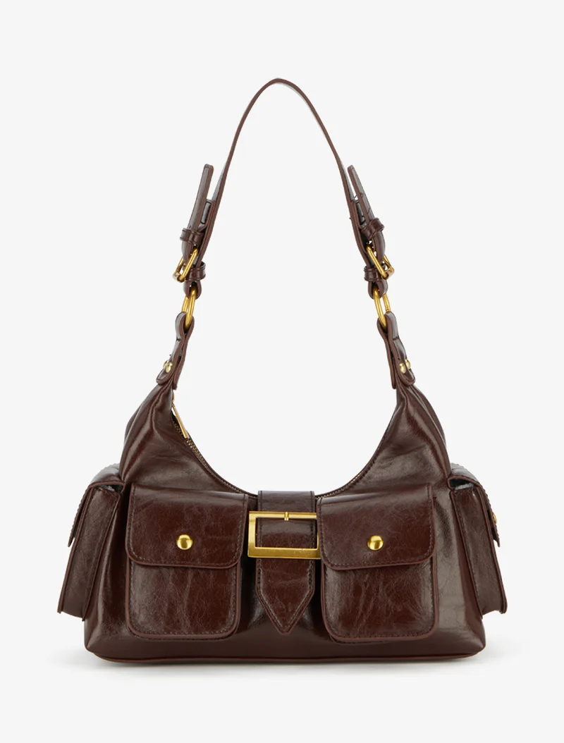Sac besace Monica simili cuir - Marron
