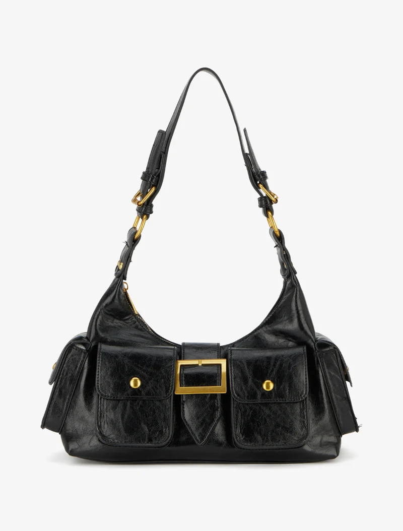 Sac besace Monica simili cuir - Noir