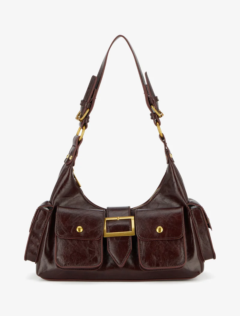 Sac besace Monica simili cuir - Lie de vin