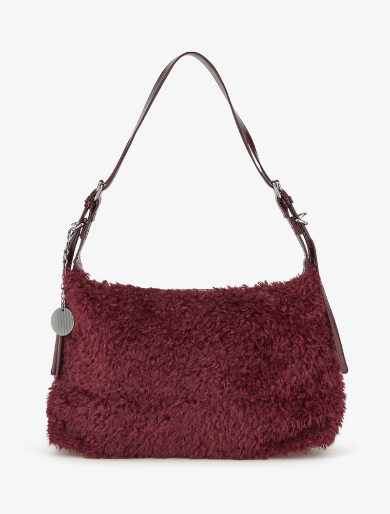 Sac à main Phoebe fausse fourrure - Lie de vin