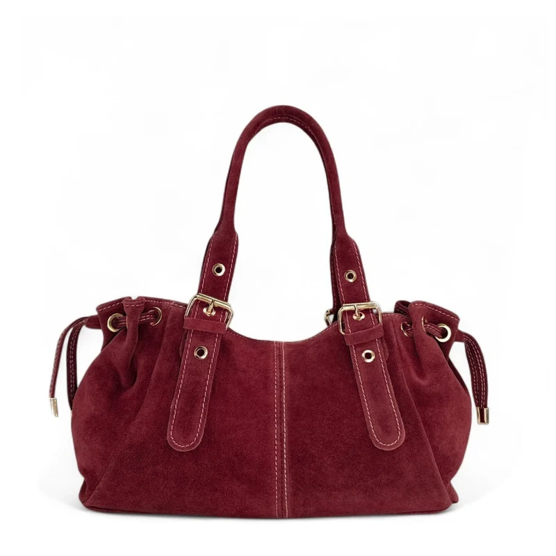 Sac bowling en daim PRINCESSE SUEDE Bordeaux
