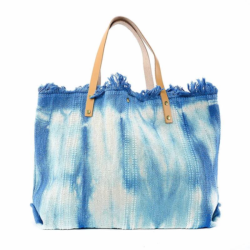 Sac de plage cabas en tissu BELIZE Bleu pastel