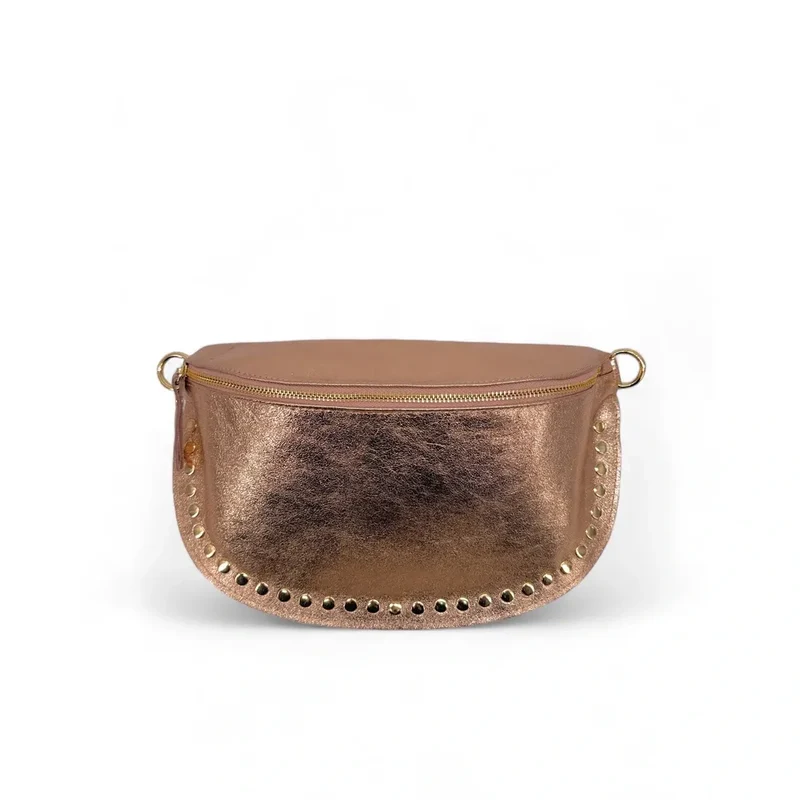 Sac banane en cuir irisé LOU PANADAS Rose gold