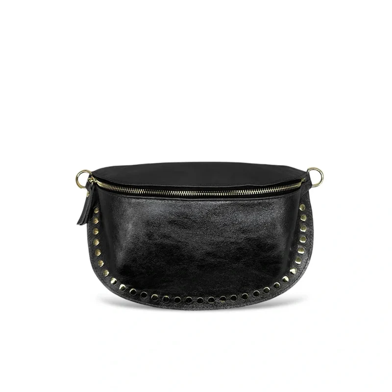 Sac banane en cuir irisé LOU PANADAS Noir irisé