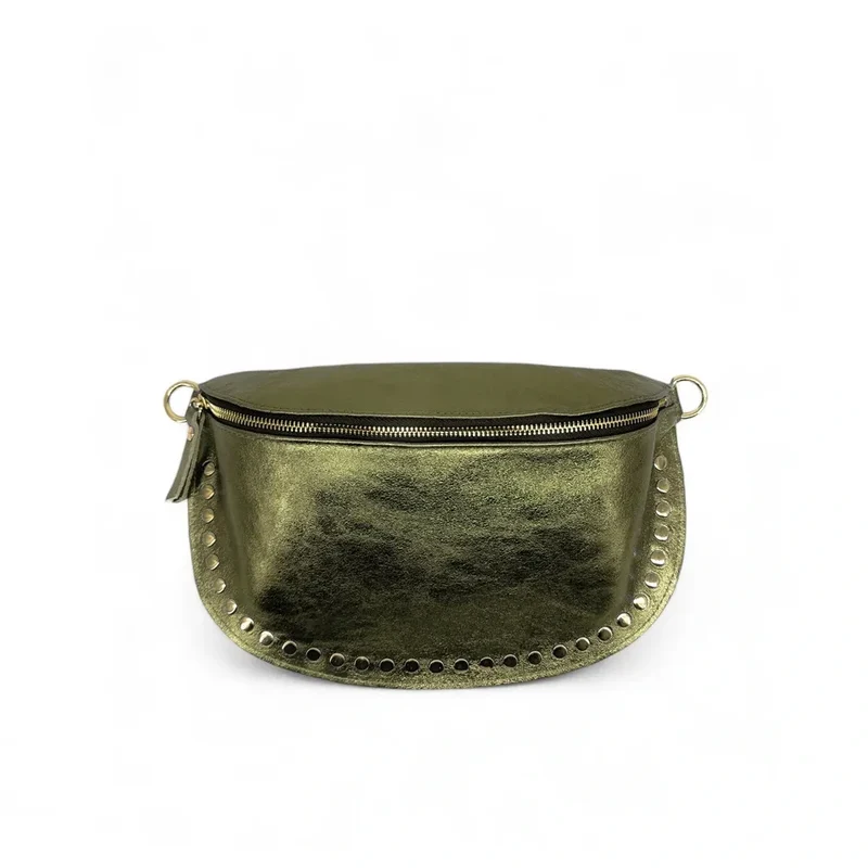 Sac banane en cuir irisé LOU PANADAS Kaki irisé
